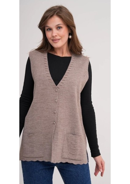 Kadın Anne Büyük Beden Triko Düz Model Yelek fiyatları