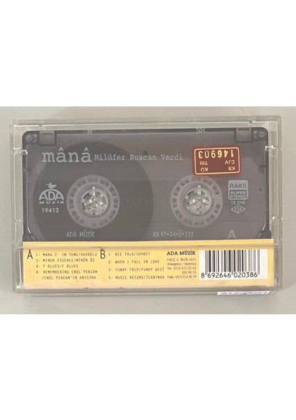 Nilüfer Ruacan Verdi Mana Kaset (Orijinal Dönem Baskı Kaset) fiyatları