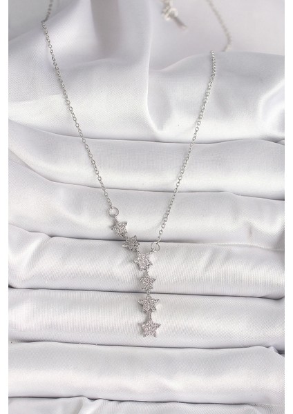 Bfs 316L Çelik Gümüş Renk Zincir Zirkon Taşlı Yıldız Model Kadın Kolye fiyatları