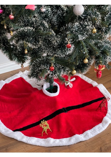 Yılbaşı Ağacı Örtüsü Peluş Kırmızı Çam Ağacı Örtüsü-Yılbaşı Süsleme 104 cm fiyatları