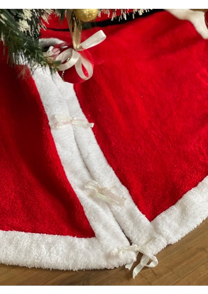 Yılbaşı Ağacı Örtüsü Peluş Kırmızı Çam Ağacı Örtüsü-Yılbaşı Süsleme 104 cm fırsatları