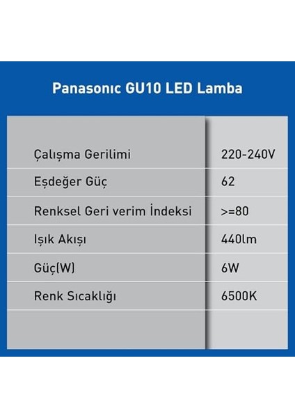 LED GU10, Beyaz Işık 6W 440LM 6500K fırsatları