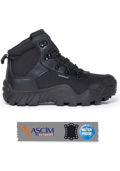 Outdoor Unisex Su Geçirmez Deri Dört Mevsim Bot | Siyah
