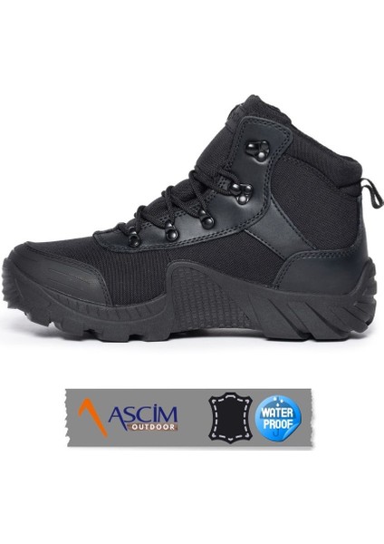Outdoor Unisex Su Geçirmez Deri Dört Mevsim Bot | Siyah