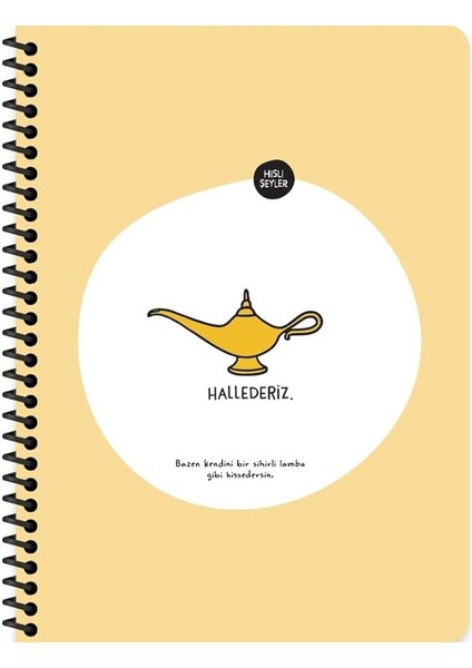 Color Hisli Şeyler Çizgili Spiralli Stickerli Defter Hallederiz 16,5X22,5