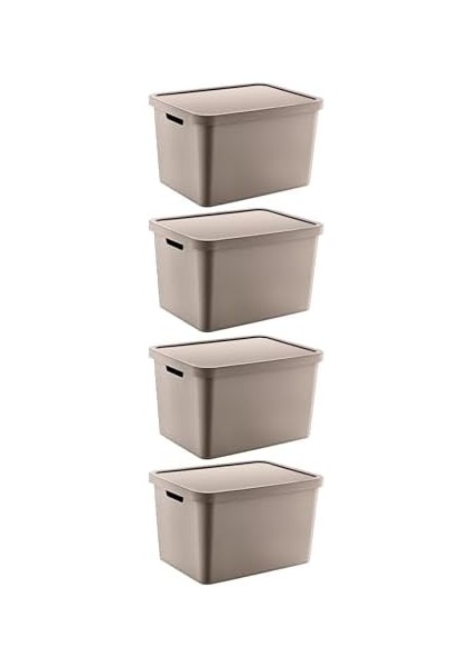 4&apos;lü Set Stafi Çok Amaçlı Kapaklı Kutu Terra 18 Lt - Bej, Çok Amaçlı Kapaklı Kutu, Ev-Ofis-Depo Için, Kapaklı Saklama Kutusu fiyatları