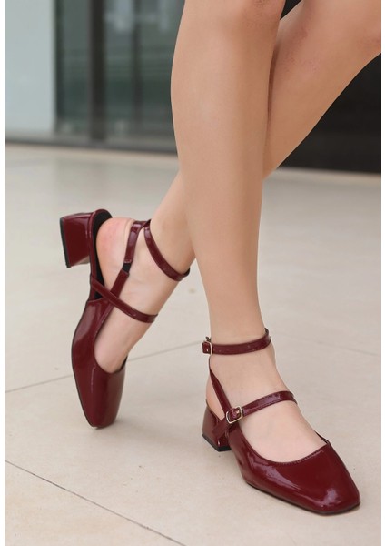 Karmi Bordo Rugan Topuklu Ayakkabı fiyatları