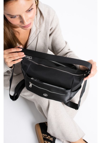 Sanmorris Glc Kadın 4 Bölmeli Suni Yumuşak Deri Omuz ve Sırt Çantası