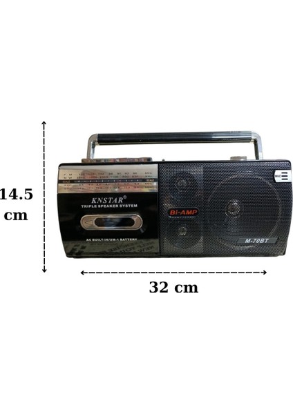 Nostalji Tasarımlı Kaset ve Müzik Çalar Knstar M-70BT Bluetooth + USB + Sd + Fm Radyo Kaset Çalar