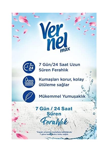 Vernel Max Taze Lale Kokulu 60 Yıkama Konsantre Çamaşır Yumuşatıcısı (1 x 1440 Ml) fiyatları