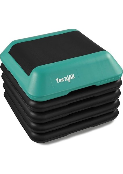 16''X16'' Adjustable High Step Aerobic Platform With 4 Risers, Height-Adjustable 4''-6''-8''-10''-12'' Step Aerobics Platform For Home Gym Exercise Fitness Workout'