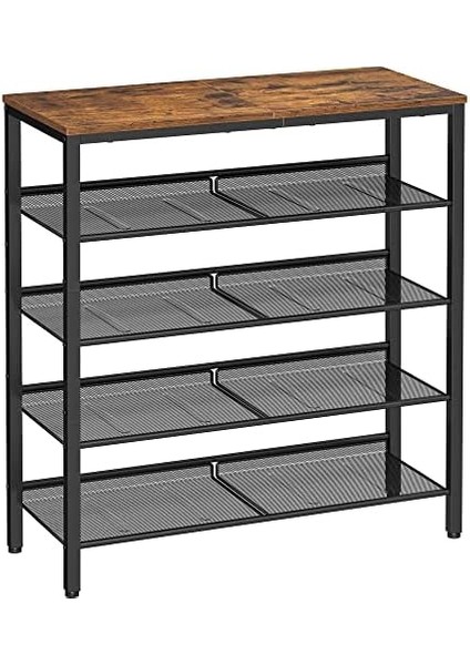 Ayakkabı Rafı 5 Katlı Ayakkabı Dolabı Açık Ayakkabı Rafı Ayakkabı Rafı 75 x 28 x 93 cm Çantalar Için Büyük Yüzey Giriş Koridoru Metal Endüstriyel Tasarım Siyah LBS038B01 modelleri