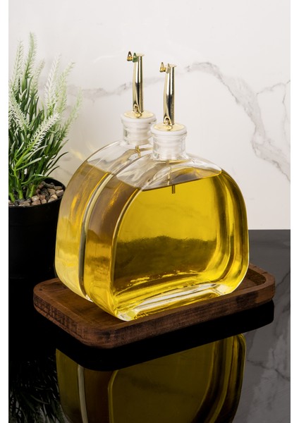 2li Lüx 500 ml Yağdanlık Ahşap Standlı Gold Kapak Cam Yağlık Zeytinyağı Ayçiçek Yağı Sosluk Sirkelik fiyatları