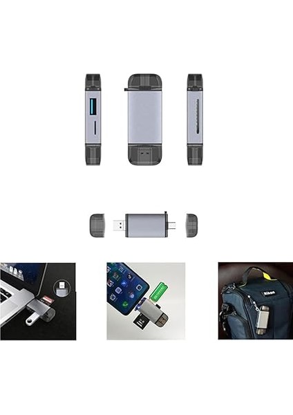 6 In 1 Usb, iphone 15 Uyumlu Samsung S23 S24 Serisi Uyumlu Notebook USB Otg Type-C, Mikro USB To Usb2.0/tf/sd Kart Okuyucu 3 Port Type C Otg ZR428 fiyatları