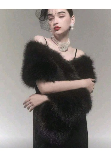 Kürk Orijinal Siyah Seksi Omuzluk Şık Kürk modelleri
