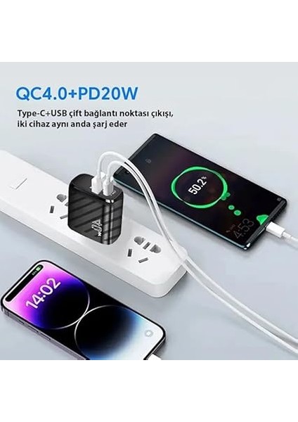 TE-PD08 40W Type-C + USB Qc3.0 Pd Hızlı Şarj Adaptörü Şarj Başlığı, Beyaz modelleri