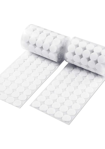 Magnet 100 Adet Arkası Yapışkanlı Yuvarlak Cırt Cırtlı Bant - Kaliteli Cırt Bant - Çap 1,5cm Cırt Cırt Band