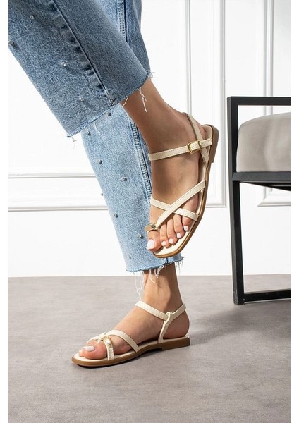 Nordi Bej Cilt Kemerli Sandalet modelleri