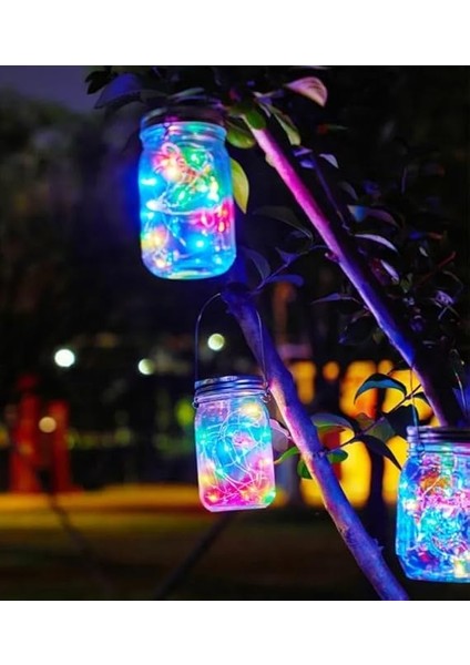 Solar Technology Güneş Enerjili 3W Rgb Çok Renkli Kavanoz Peri LED Asma Aparatlı 20 LED Bahçe, Ağaç, Balkon, Güverte, Yazlık, Veranda, Havuz Kenarı Aydınlatması Su Geçirmez modelleri