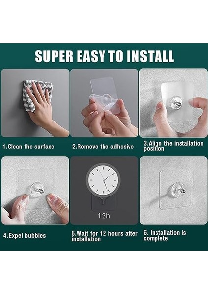 12 Kendinden Yapışkanlı Kanca, Süper Taşıma Kapasitesi, Kendinden Yapışkanlı Vida, Su Geçirmez, Delmeden Duvara Sabitleme, Şeffaf, Kendinden Yapışkanlı Vida Çıkartması, Banyo, Mutfak Için, 7 x 7 cm indirimleri