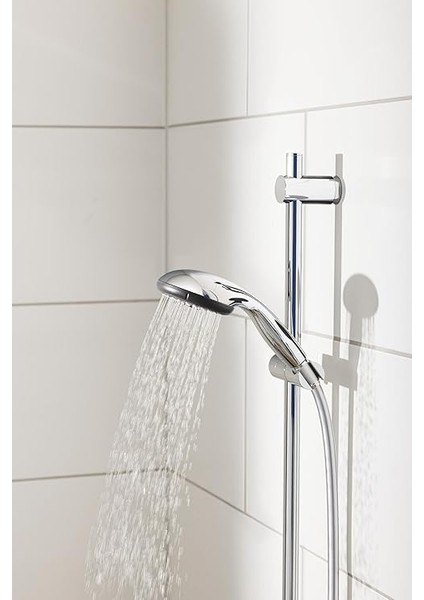 Vitalio Start 100 Sürgülü Duş Seti, 600 mm Sürgülü Ray , 100MM El Duşu 3 Akışlı , 1750 mm Duş Hortumu, Kireç Önleyici Sistem, Duş Başlığı, Krom, 26032000 indirimleri