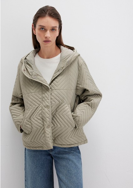 Kapüşonlu Kapitone Yeşil Ceket 1110460-70354 fiyatları