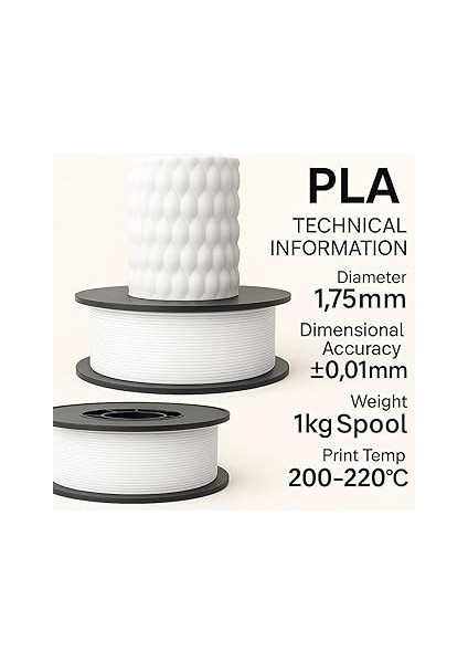 Pla+ Filament 1.75MM 1 kg - Beyaz fiyatları
