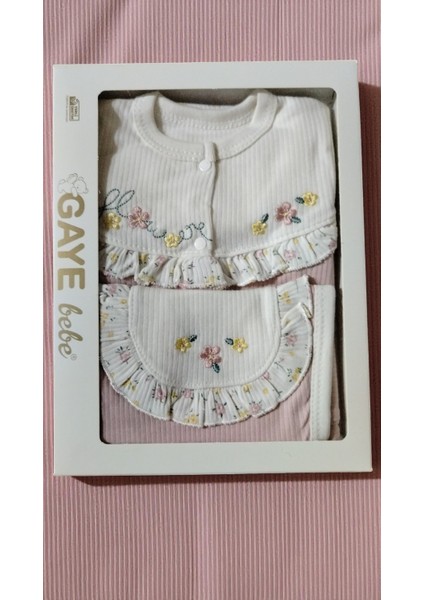 0-3 Ay Gaye Kız Bebek Renkli Çiçek Nakışlı %100 Pamuk 5li Set modelleri