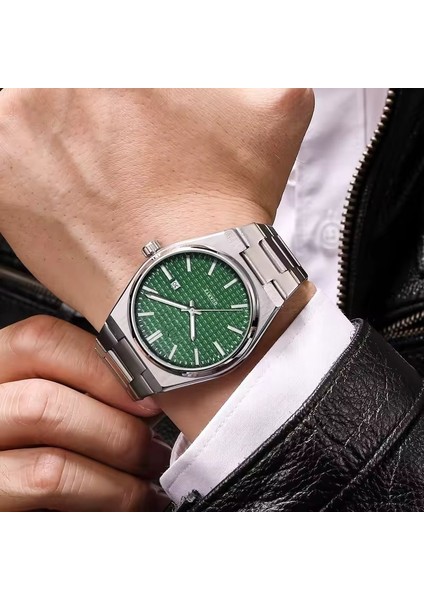 Gümüş Analog Kol Saati – Yeşil Kadranlı, Çelik Kordon, Quartz, Takvimli - STC11987 fiyatları
