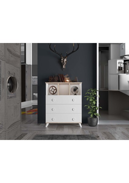 Tokyo 3 Çekmeceli Şifonyer Beyaz / Meşe fiyatları