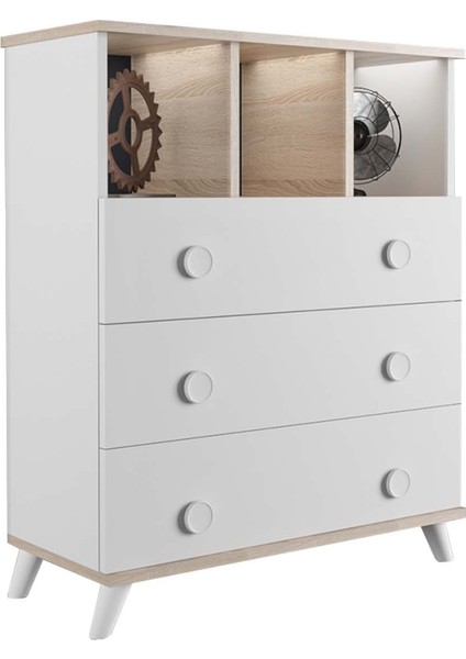 Tokyo 3 Çekmeceli Şifonyer Beyaz / Meşe modelleri