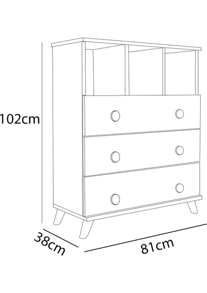 Tokyo 3 Çekmeceli Şifonyer Beyaz / Meşe indirimleri