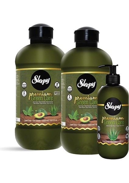 Premium Green Care Serisi Sıvı Sabun 500 ml + 2X1500 ml
