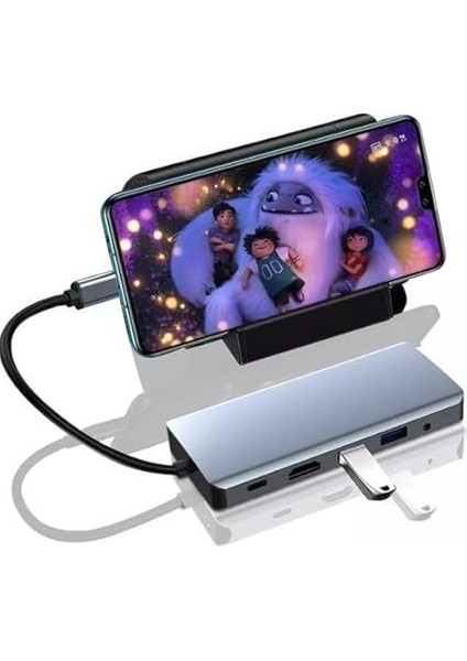 Fc-31 Macbook Uyumlu Type-C™ Usb-C To 4* USB 3.0 4K 1080P Hd HDMI VGA 1000 Mbps RJ45 Pd Aux Ses Sd Tf Kart 11IN1 Çevirici Hub Adaptör modelleri
