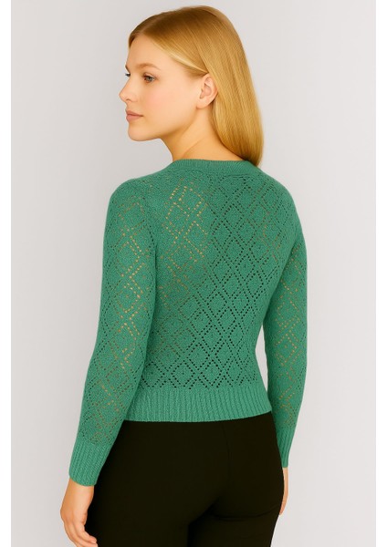 Kadın V Yaka Önü Düğmeli Mevsimlik Hırka modelleri