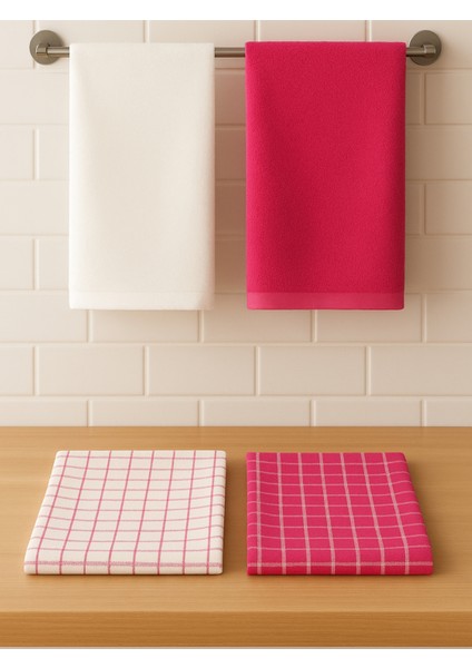 %100 Pamuk Servis Peçetesi ve Mutfak Havlusu,beslenme Örtüsü 4'lü Set - Lüks ve Şık Tasarım