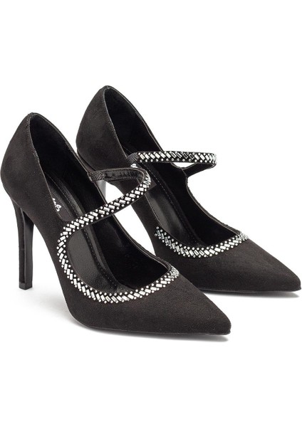 Kadın Özel Taş Işlemeli Yüksek Topuklu Sivri Burun Abiye Ayakkabı 1115