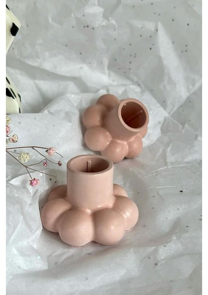 Şamdan Dekoratif Beton Mumluk 2’li Set