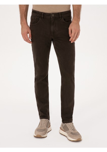 Erkek Kahverengi Slim Fit Pamuk Karışımlı Jean Pantolon 50308676-VR029 fiyatları