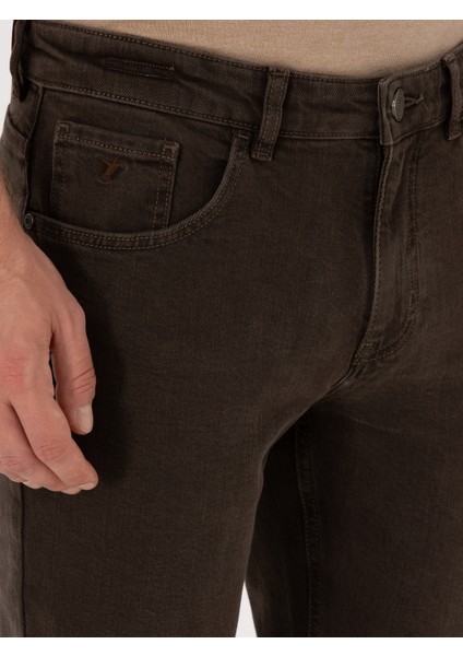 Erkek Kahverengi Slim Fit Pamuk Karışımlı Jean Pantolon 50308676-VR029 indirimleri