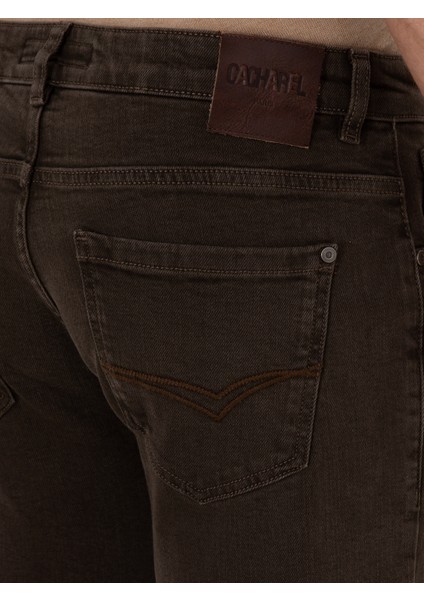 Erkek Kahverengi Slim Fit Pamuk Karışımlı Jean Pantolon 50308676-VR029