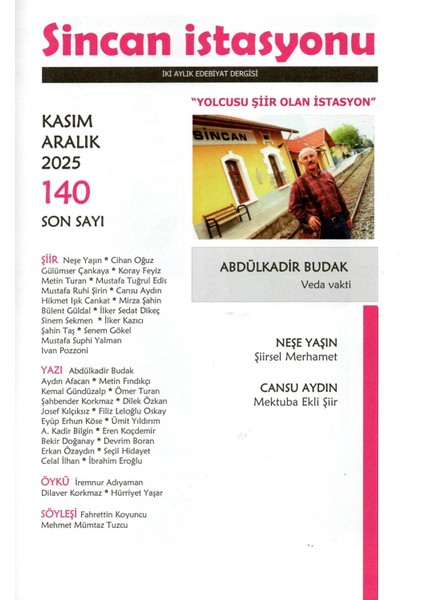 Sincan Istasyonu Dergi 140.SAYI Kasım-Aralık 2025