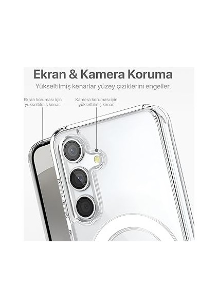Samsung Galaxy S24 Plus Için Magsafe Aksesuarlarıyla Uyumlu Şok Emici Silikon Kenarlı Sararma Önleyici Arkası Sert Parmak Izi Tutmayan Çizilme ve Darbelere Dayanıklı Manyetik Şeffaf Kılıf modelleri