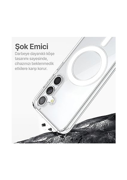 Samsung Galaxy S24 Plus Için Magsafe Aksesuarlarıyla Uyumlu Şok Emici Silikon Kenarlı Sararma Önleyici Arkası Sert Parmak Izi Tutmayan Çizilme ve Darbelere Dayanıklı Manyetik Şeffaf Kılıf fırsatları