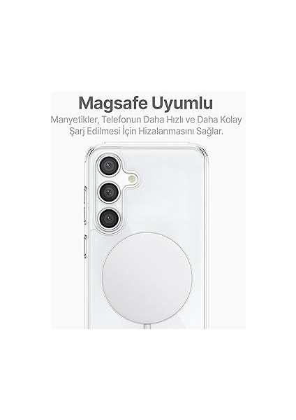 Samsung Galaxy S24 Plus Için Magsafe Aksesuarlarıyla Uyumlu Şok Emici Silikon Kenarlı Sararma Önleyici Arkası Sert Parmak Izi Tutmayan Çizilme ve Darbelere Dayanıklı Manyetik Şeffaf Kılıf indirimleri