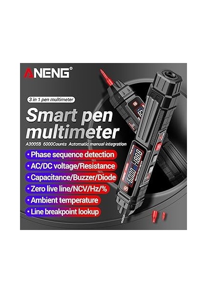 A3005A/B Dijital Akıllı Profesyonel Multimetre Sensörü Kalem Faz Sırası Test Cihazı Ac Voltaj Ölçer Temassız Voltmetre Elektrikli Alet indirimleri