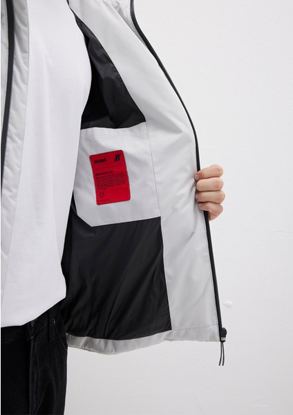 Su Itici Kapüşonlu Gri Şişme Mont 0110675-70074