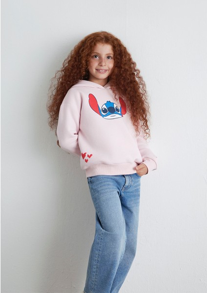 Stitch Baskılı Kapüşonlu Pembe Sweatshirt 7S10165-71007 modelleri