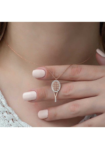 Gümüş Rose Tenis Raketi Bayan Kolye modelleri