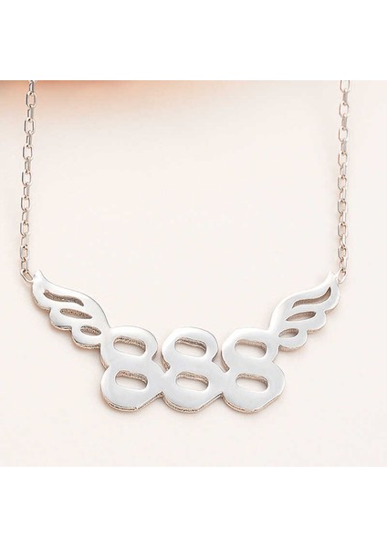 Gümüş 888 Melek Sayısı Kadın Kolye